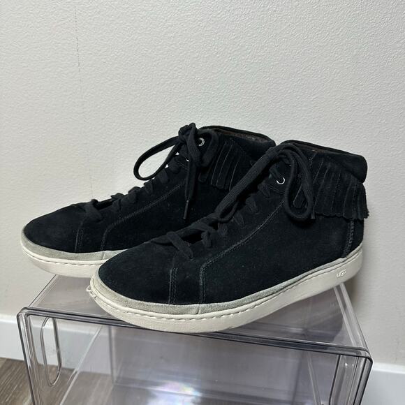 UGG Cali High Fringe Men’s 10 Black Suede High Top Sneakers Casual Lace Up Shoes main image 4